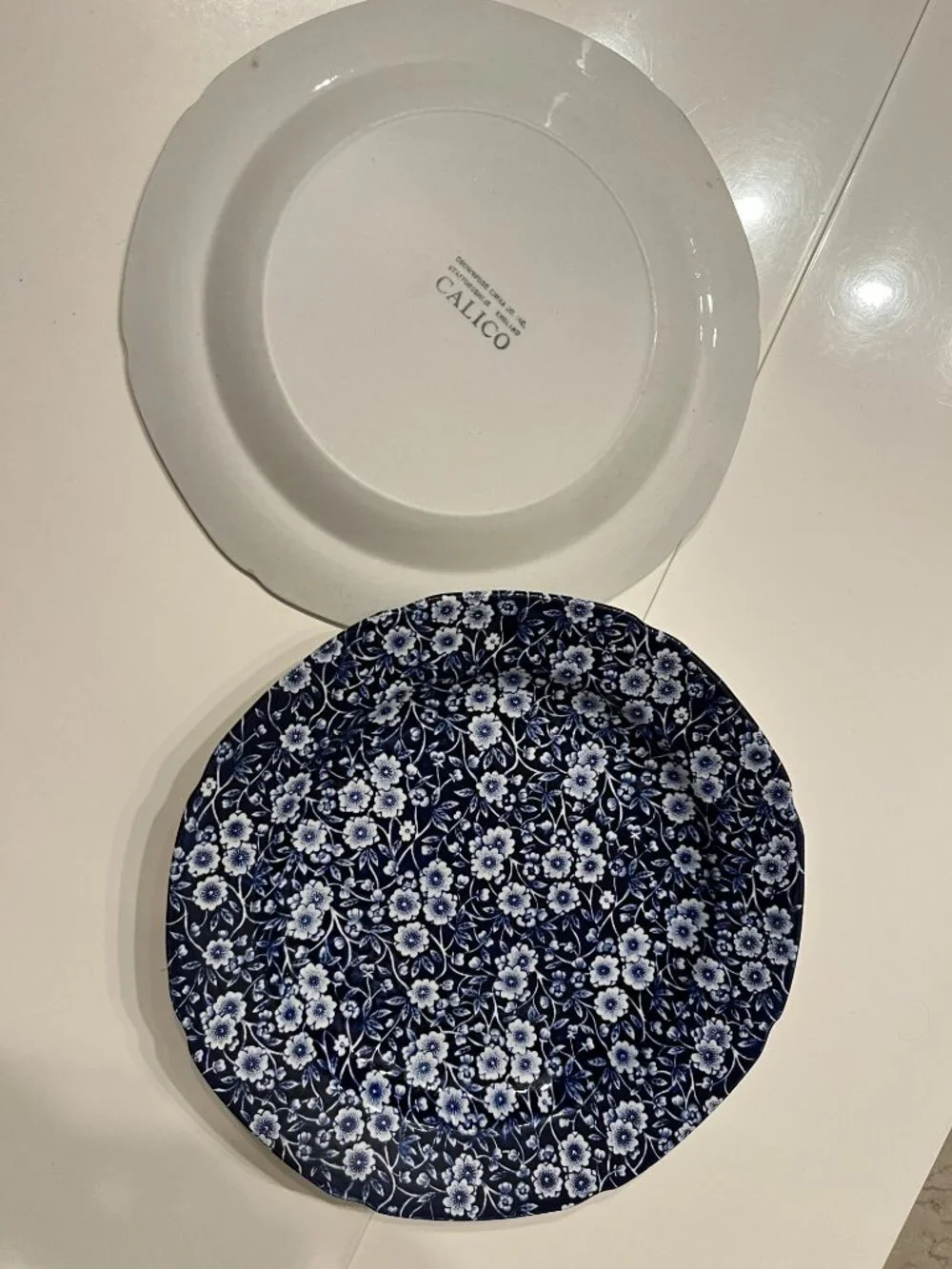 Calico Blue dinner plates -Crownford China (Staffordshire, England) (SET OF TWO)
